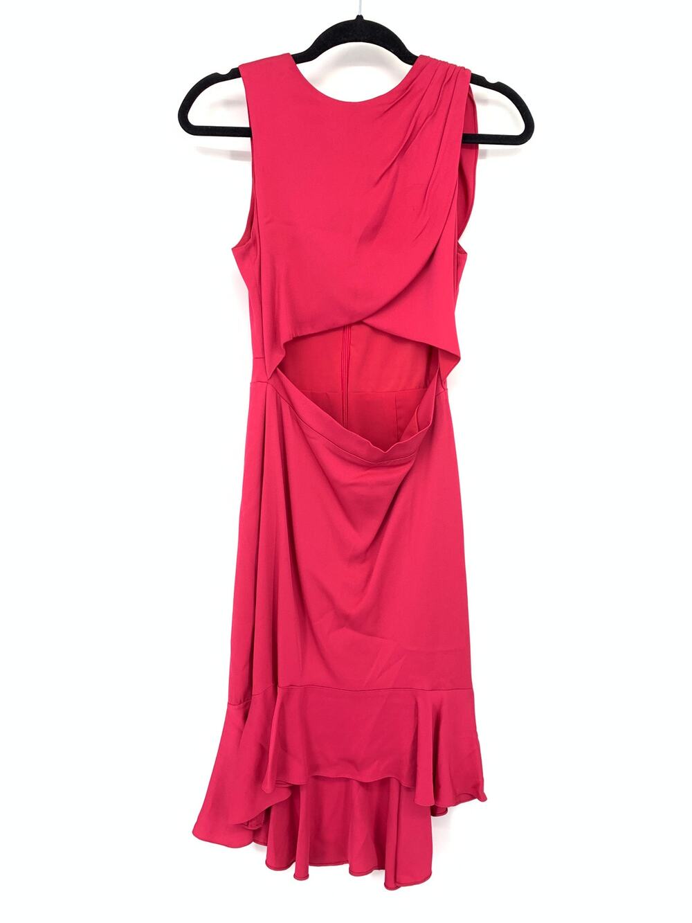 Nicole Miller Artelier Sleeveless Draped Front Cutout Dress Womens Sz 2 Hot Pink